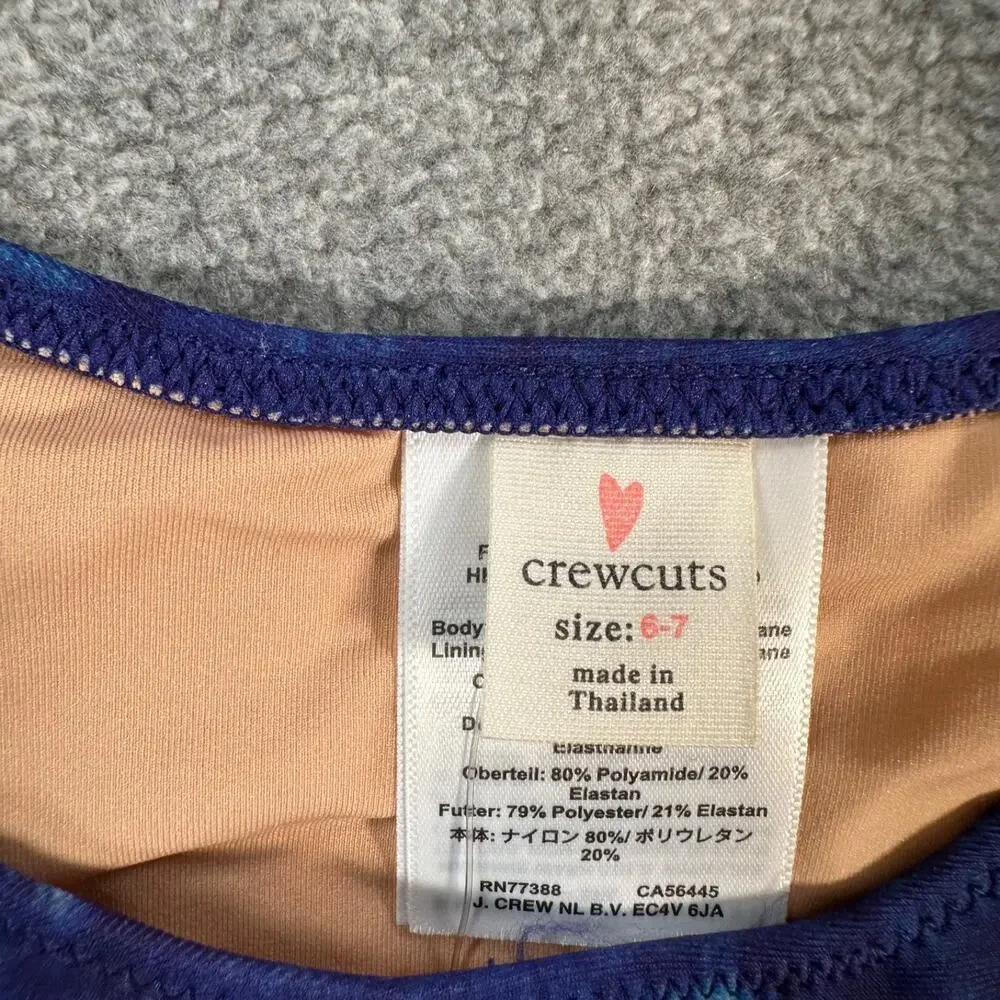 Crewcuts J.Crew Shoulder Tie Bikini Swim Top Swimsuit Girls 6-7 Bluel BY071 New